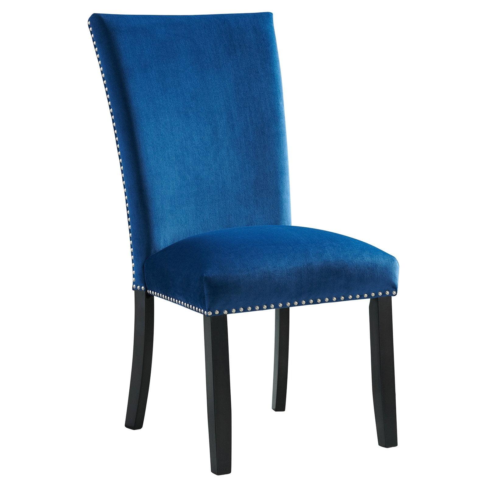 Francesca Transitional Glam Blue Velvet Upholstered Side Chair Set