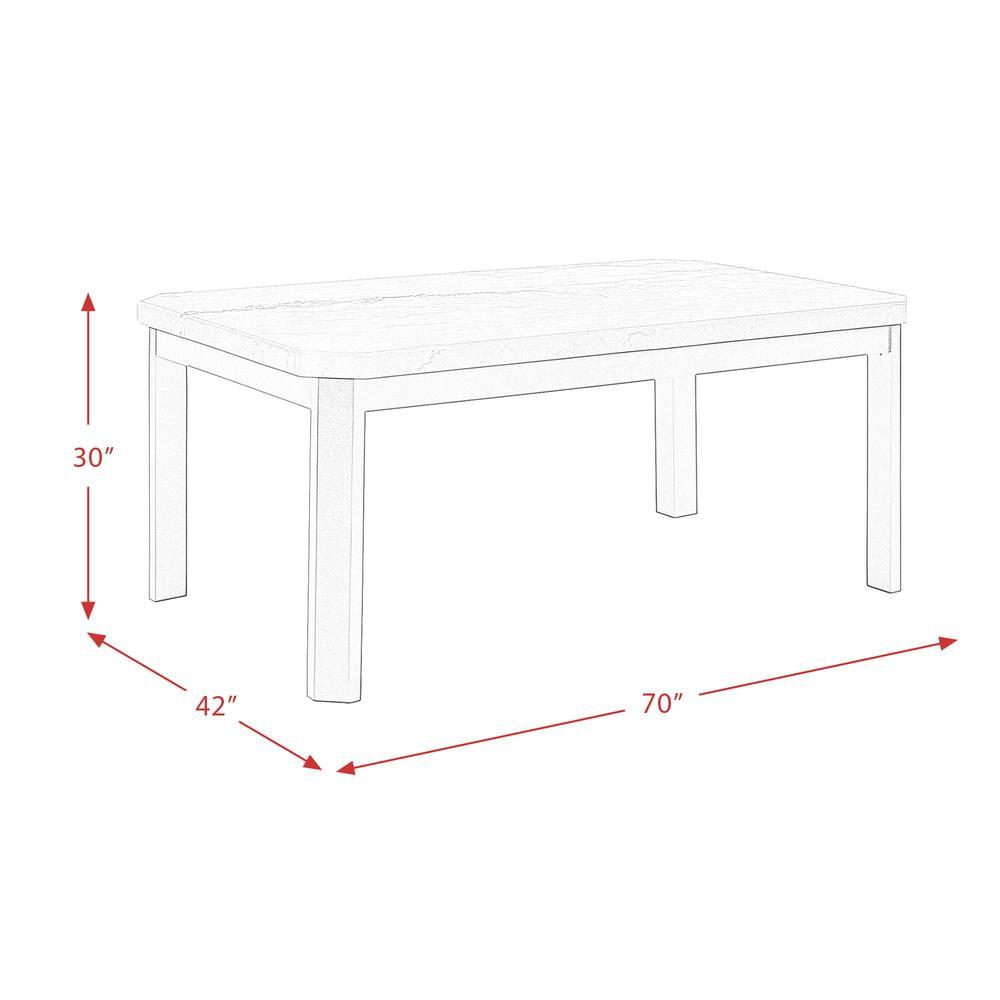 Picket House Furnishings Celine Marble Standard Height Dining Table White: Chic Black Base, Seats 4