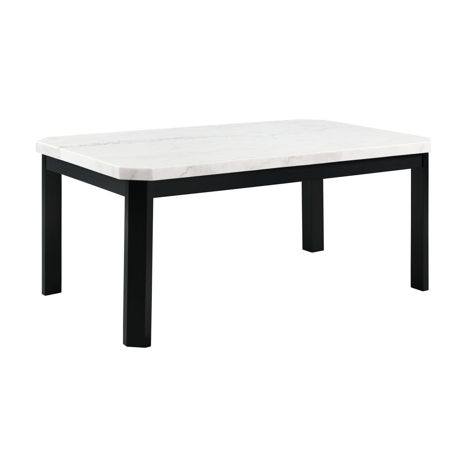 Celine White Marble and Black Wood Rectangular Dining Table