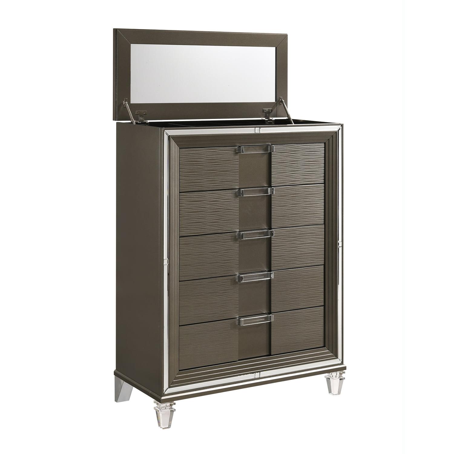 Charlotte Copper 5-Drawer Flip-Top Chest with Mirror