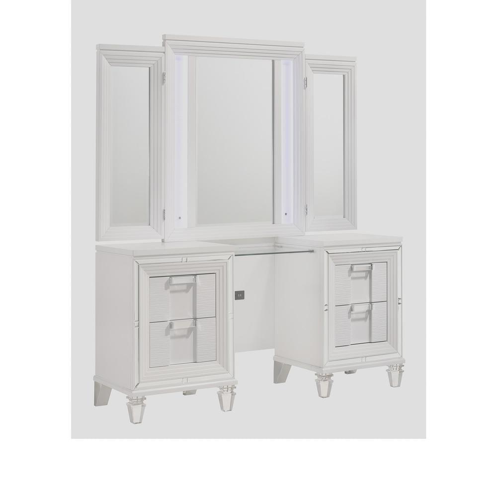Picket House Furnishings Charlotte Vanity Set with USB in White