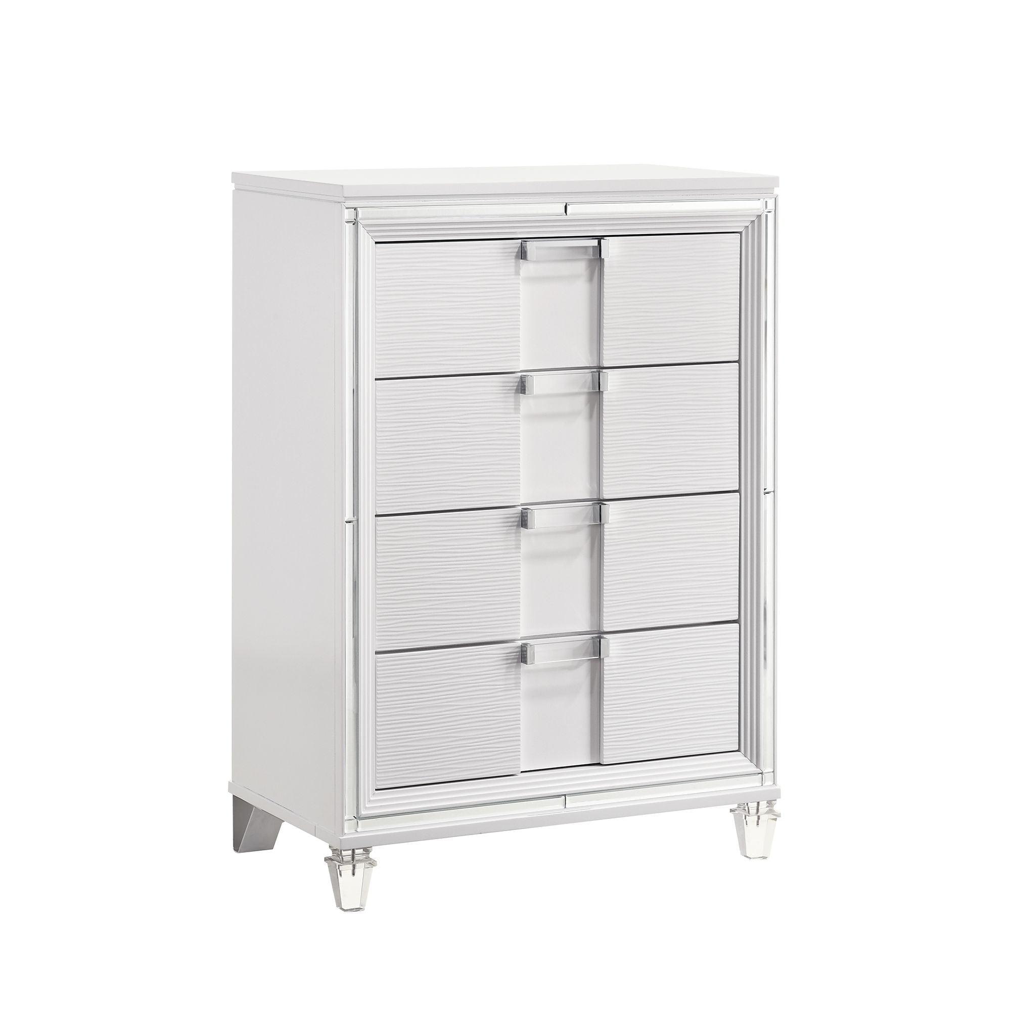 White 5-Drawer Vertical Chest with Acrylic Handles