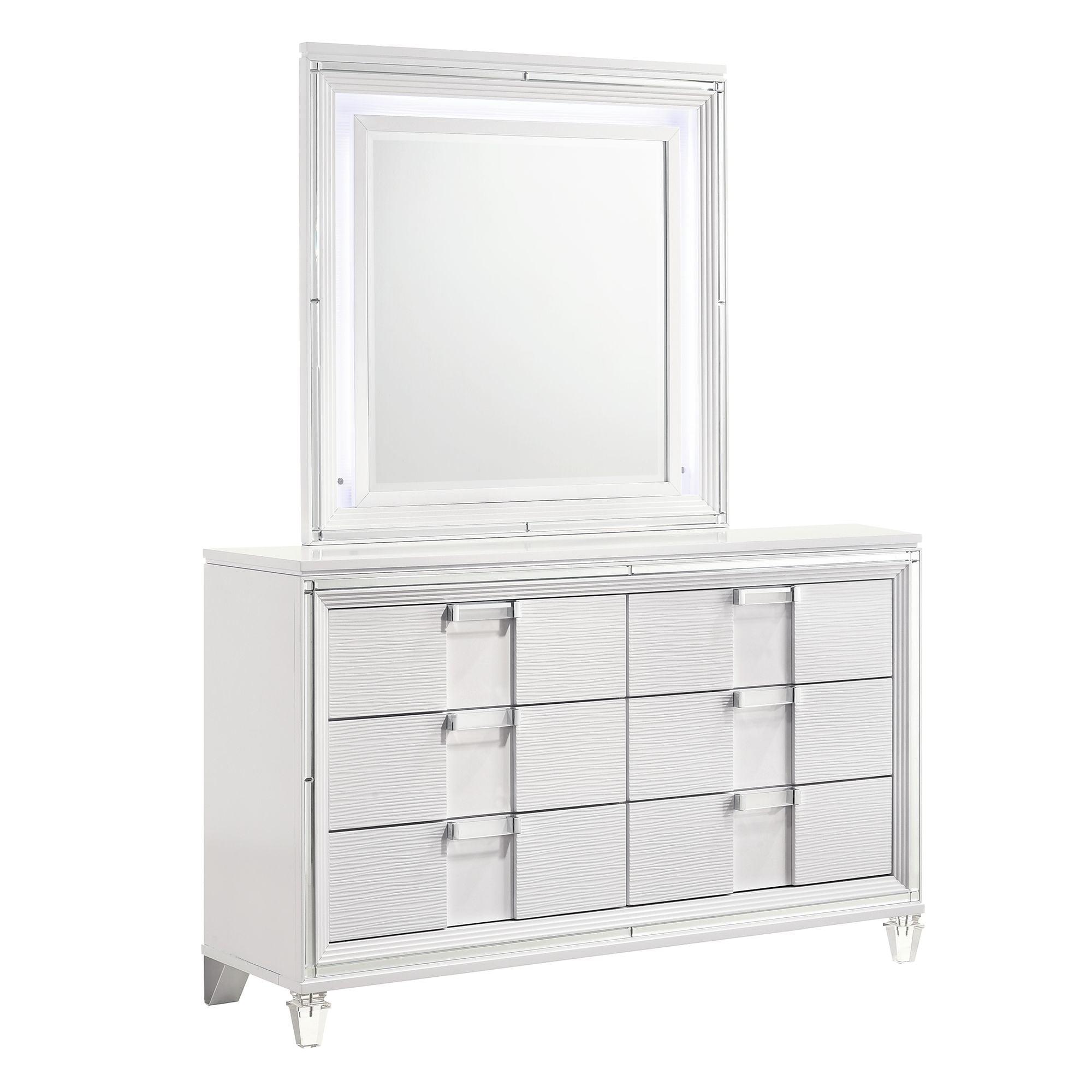 White Double Dresser with Mirror and Felt Lined Drawers