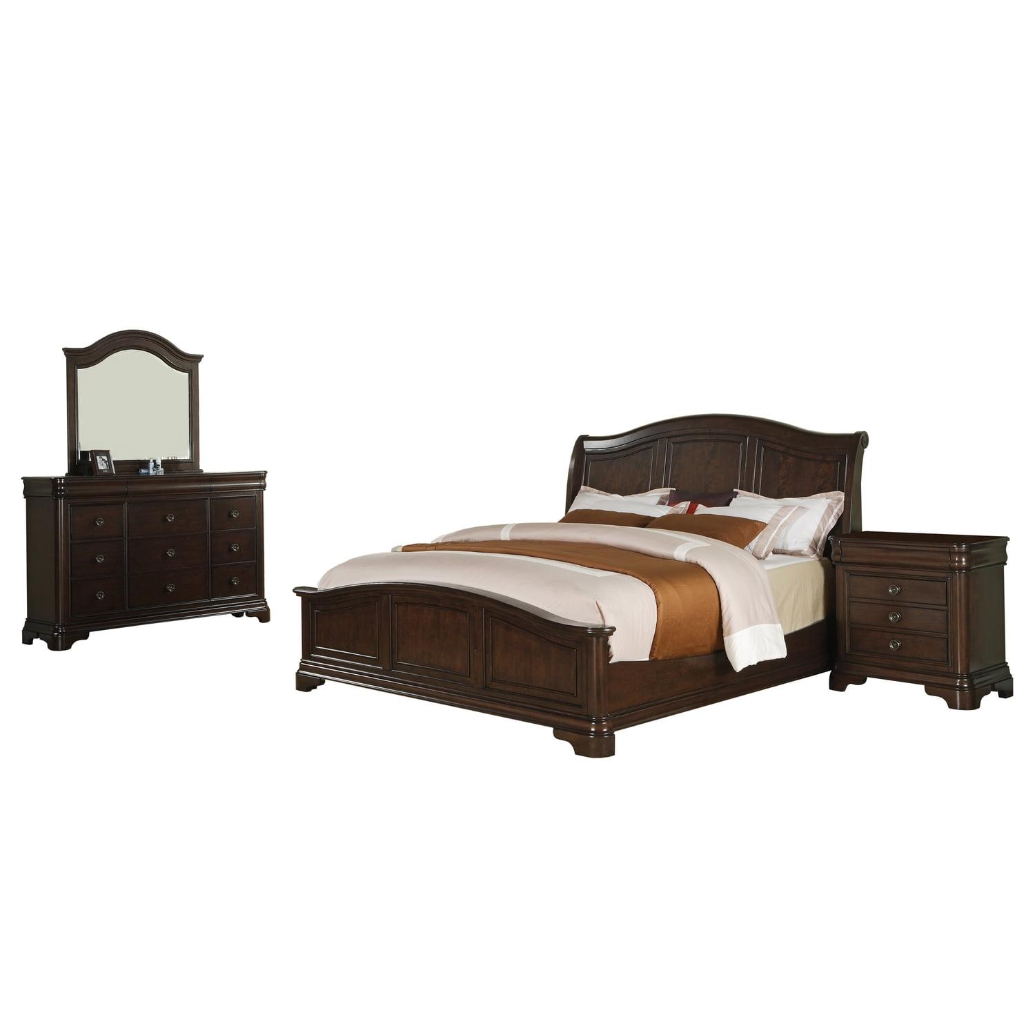 Conley Classic Cherry Queen Bedroom Set with Carved Details