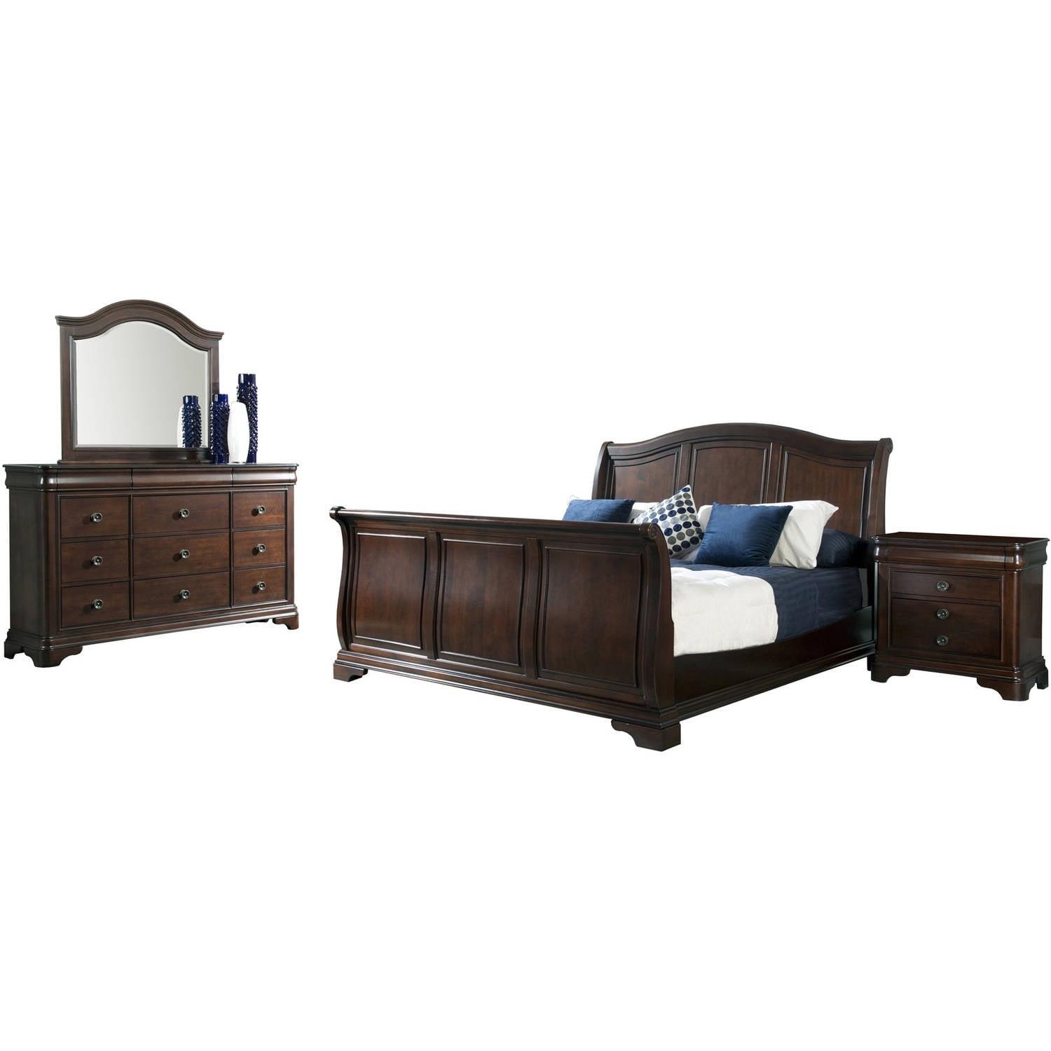 Cameron King-Size Cherry Finish Sleigh 4pc Bedroom Set