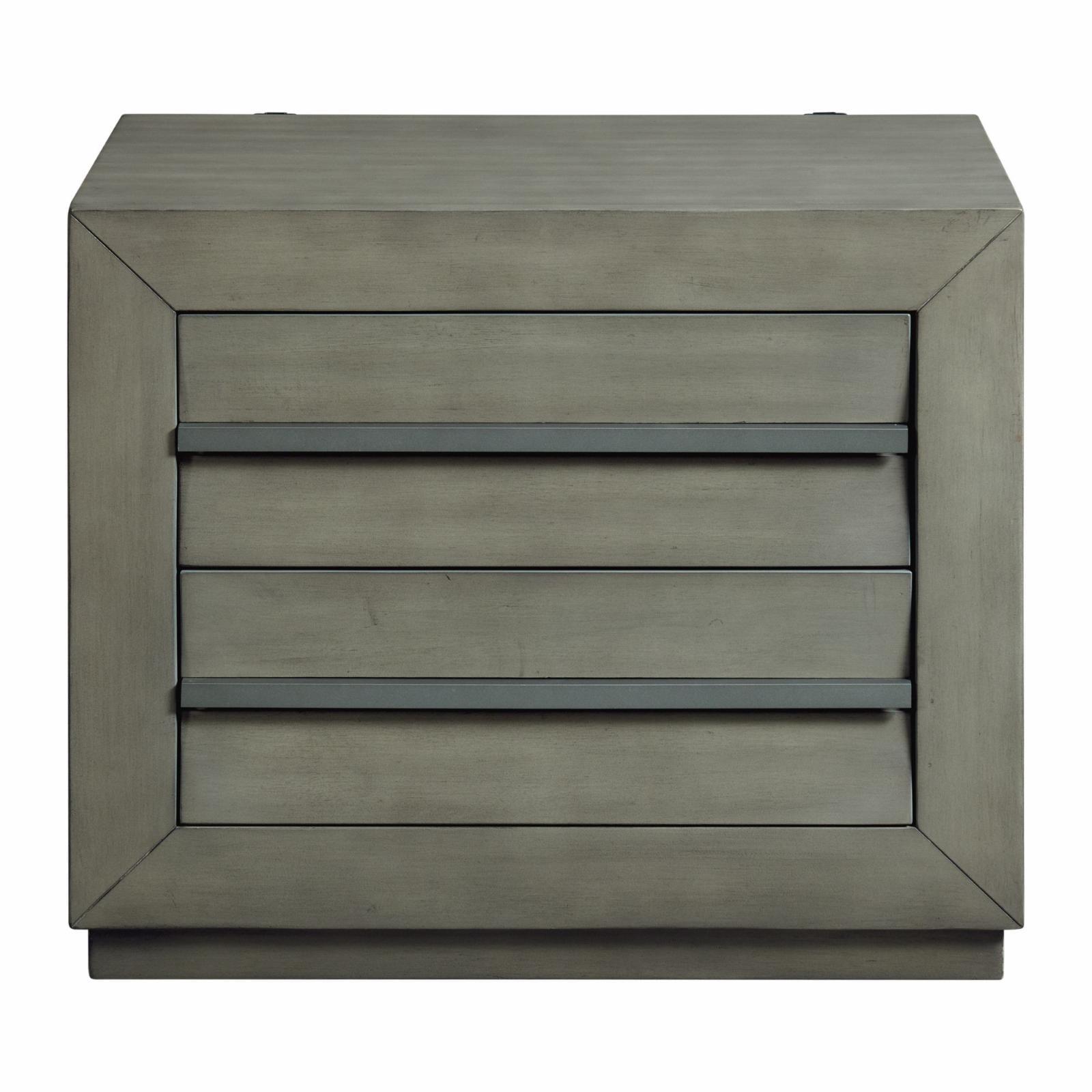 Cosmo Transitional Gray 3-Drawer Nightstand with USB Ports