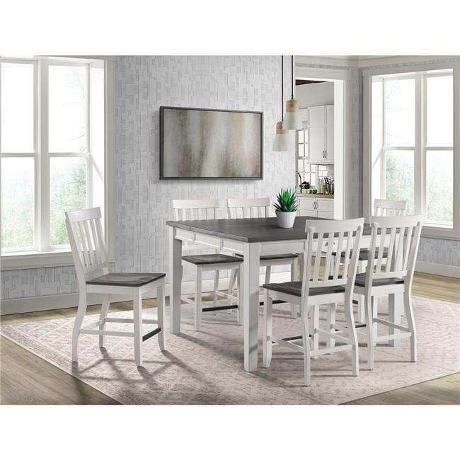 Picket House Furnishings Jamison Two-Tone Counter Height Extendable Dining Table White: Mid-Century Modern, Seats 6 With Leaf