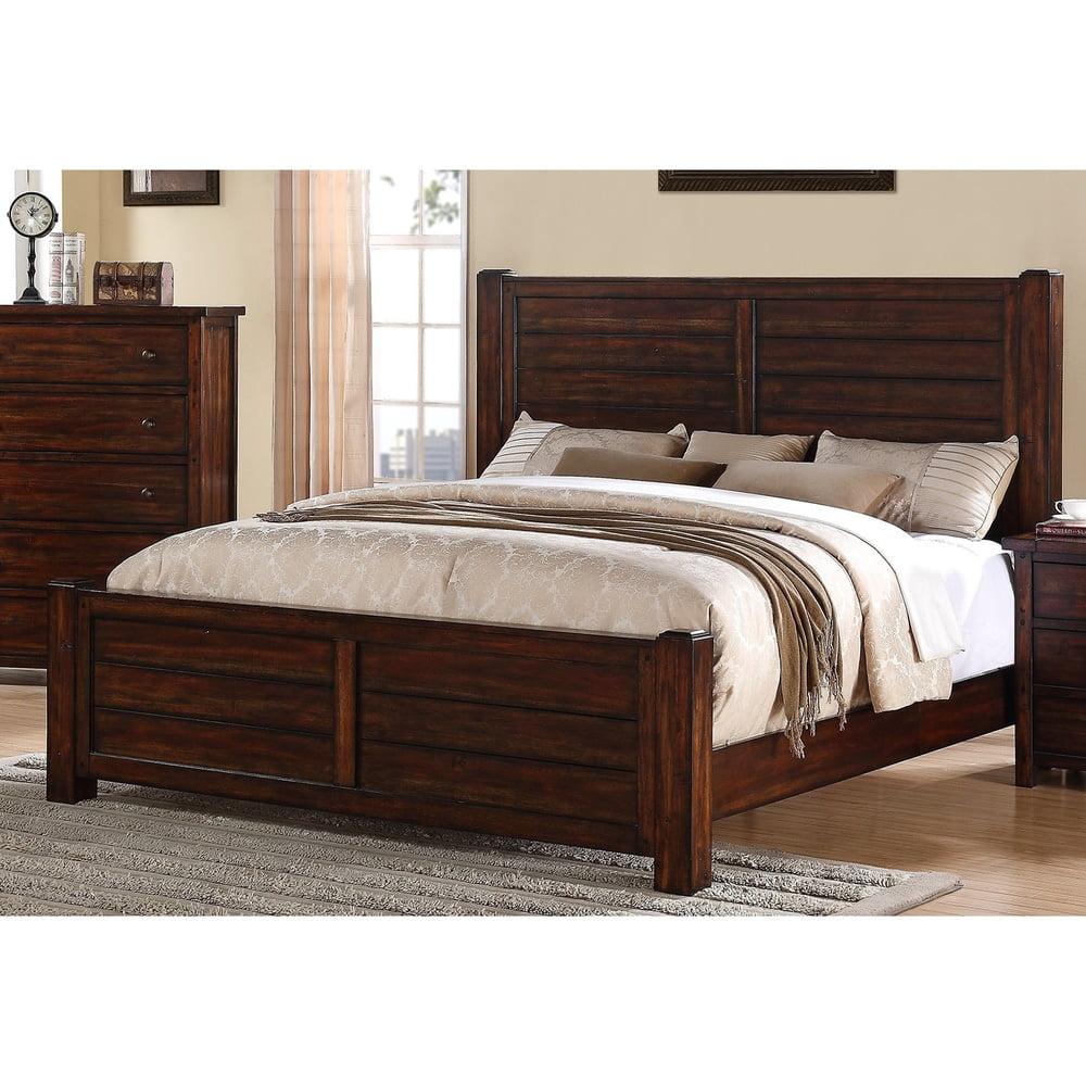 Picket House Furnishings Danner Wood King Panel Bed in Deep Chestnut Lacquer