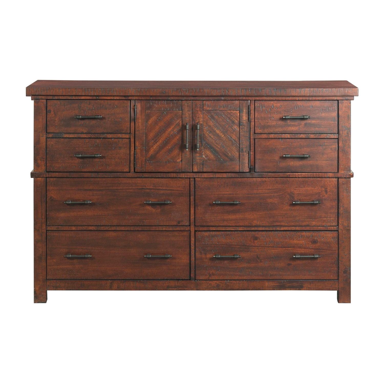 Dex Dresser Walnut Brown - Picket House Furnishings: 8-Drawer Bedroom Bureau with Cabinet, Rustic Finish