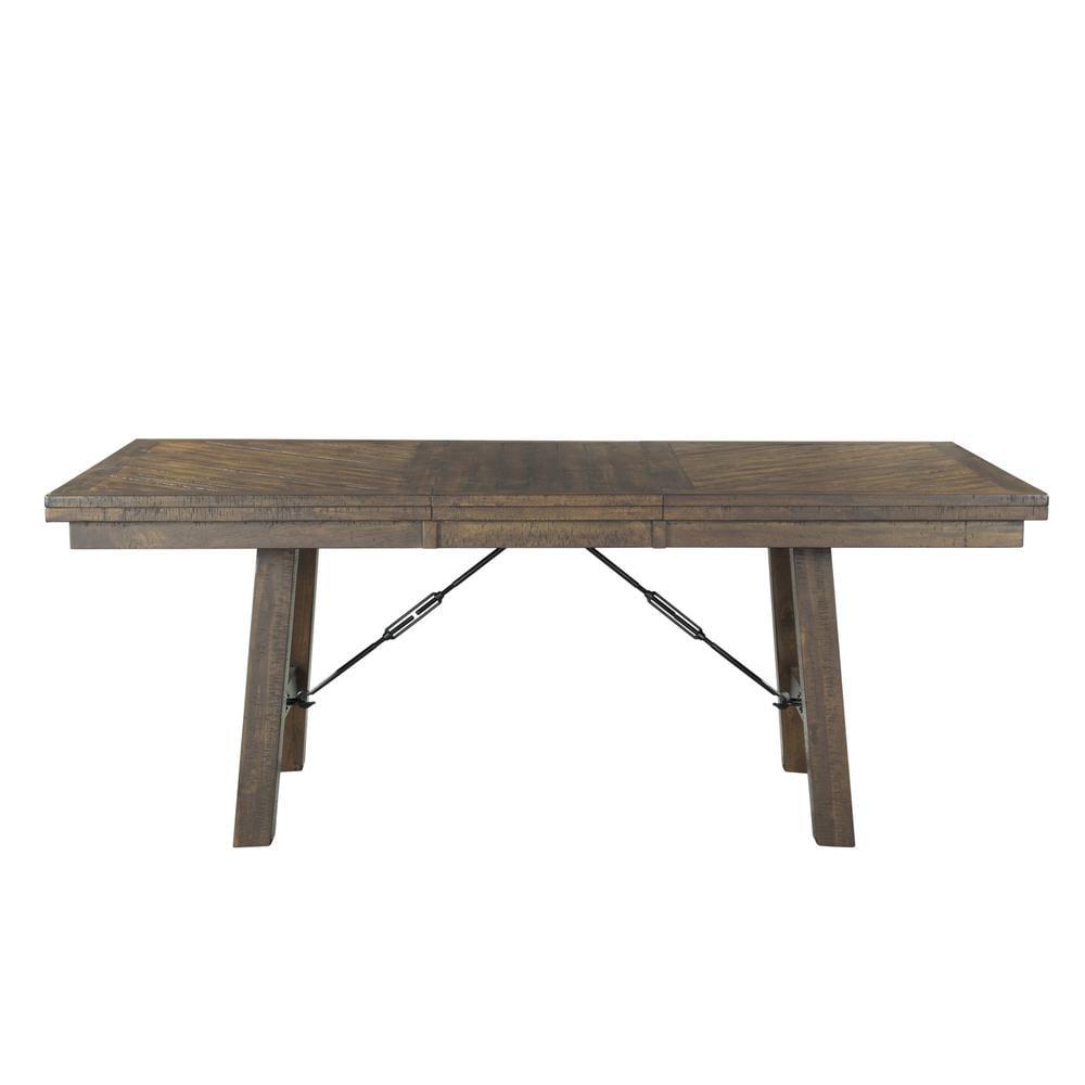 Rustic Flair Extendable Dining Table in Smokey Walnut with Turnbuckle Accents