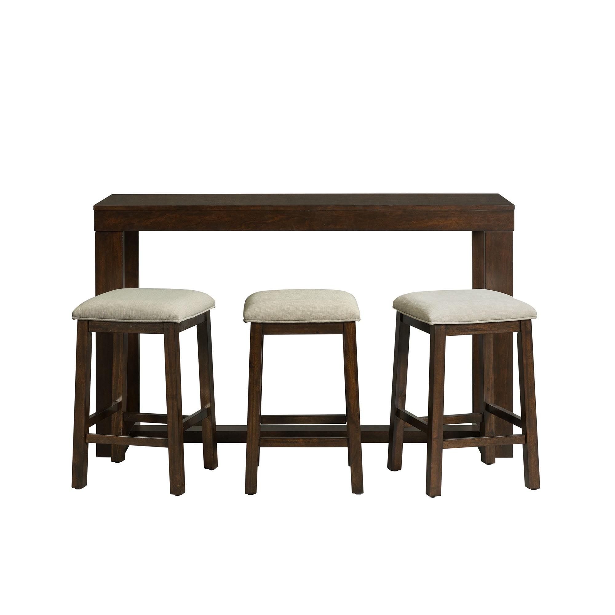 Walnut & Cherry Transitional Multipurpose Bar Table Set with USB Ports