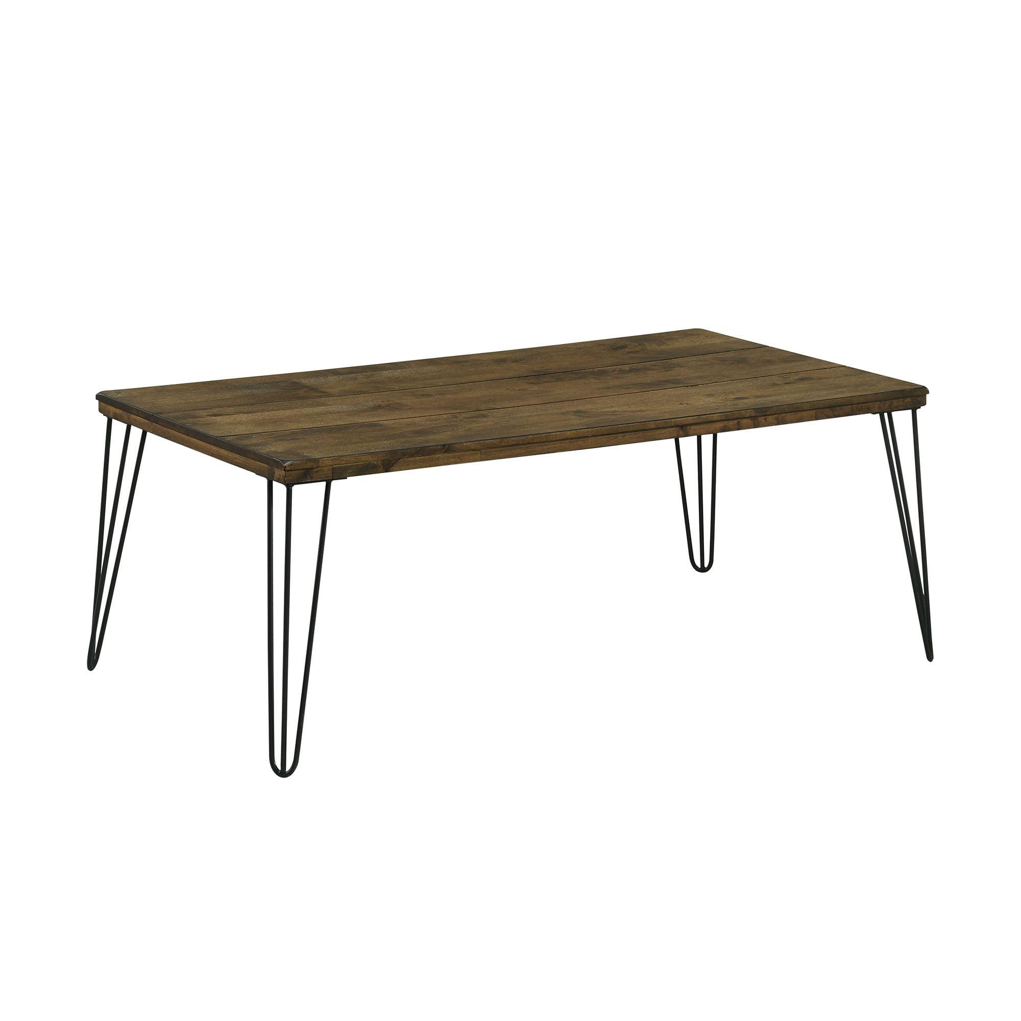 Dunbar 44'' Black Metal and Walnut Wood Rectangular Coffee Table