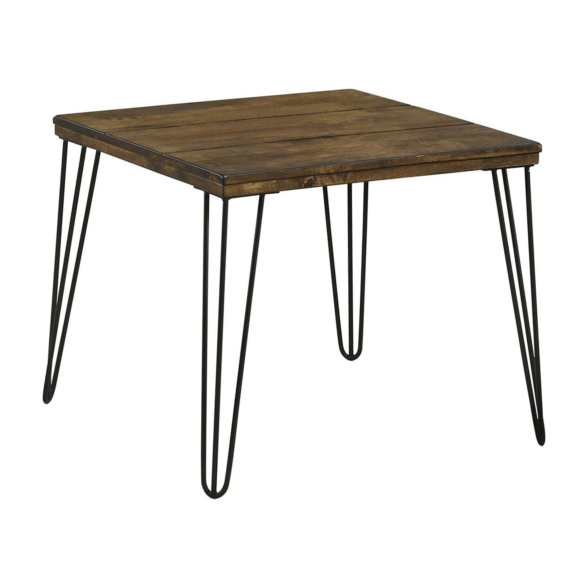 Dunbar Walnut and Black Metal Square End Table