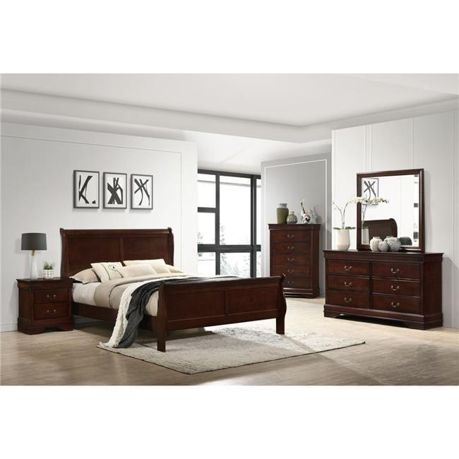 Cherry Full Panel Bed with Headboard and Drawer