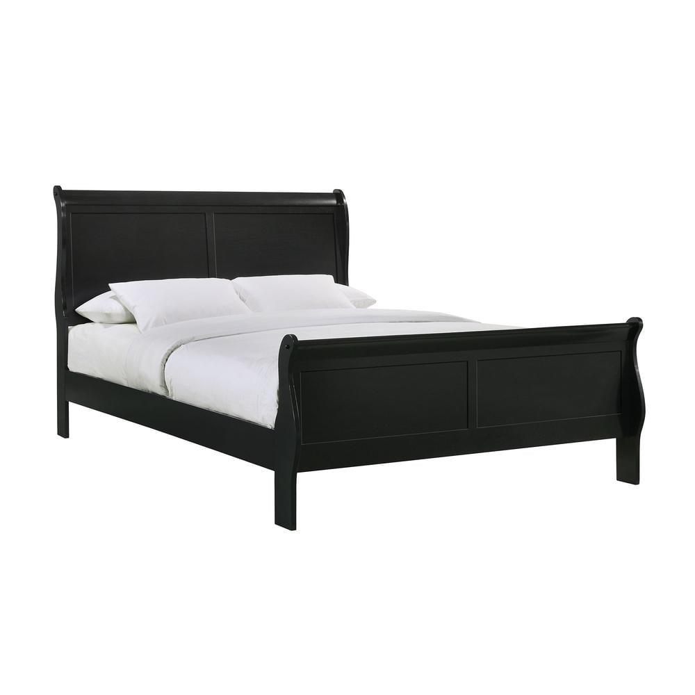 Ellington Black Queen Sleigh Bed with Wood Frame