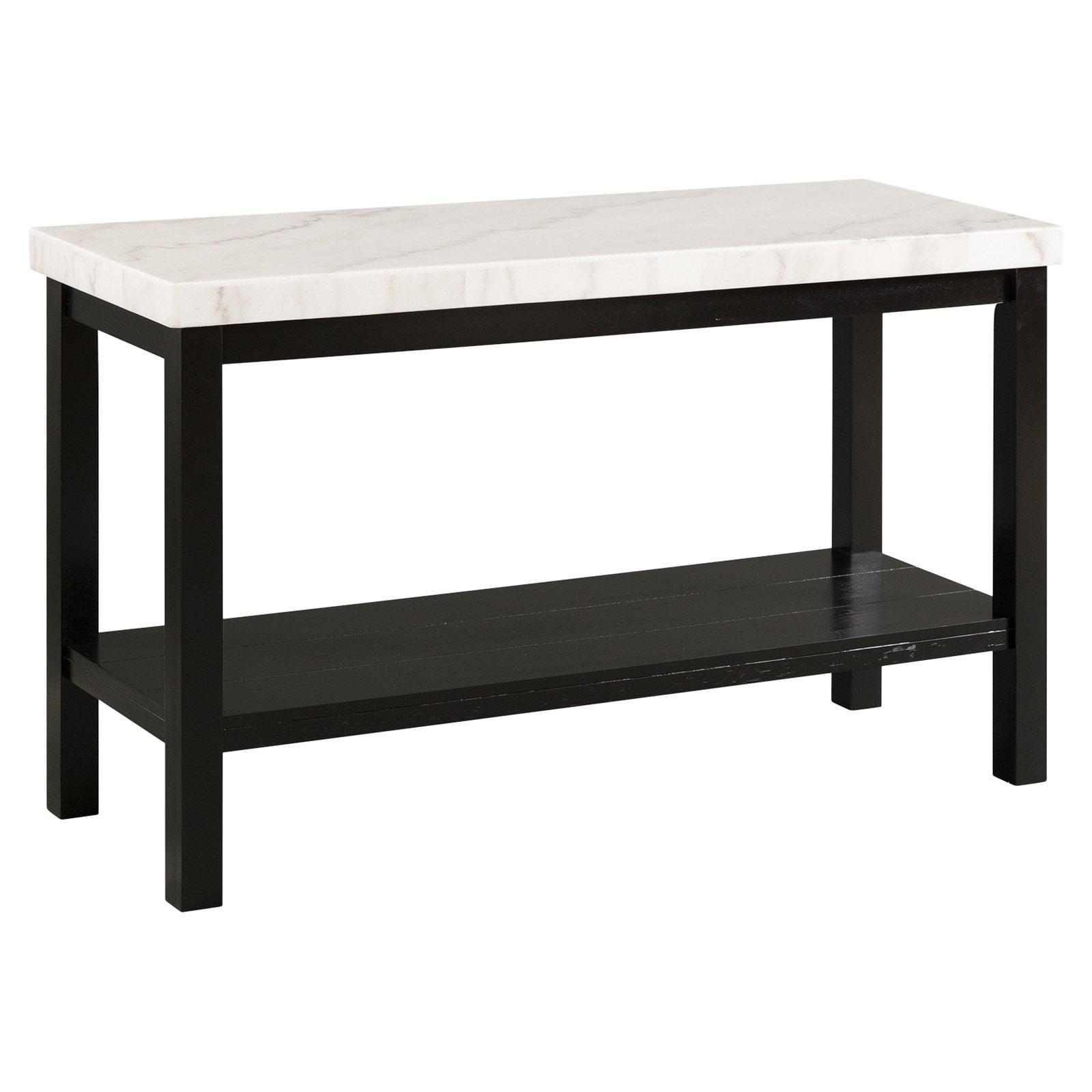 Evie Contemporary Black and White Marble-Top Console Table with Storage