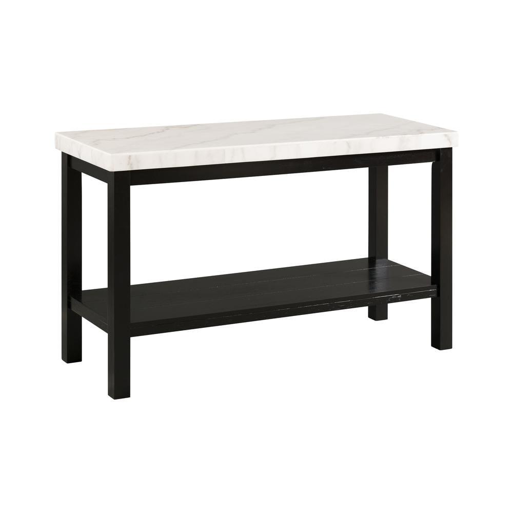 Evie Contemporary Black and White Marble-Top Console Table with Storage