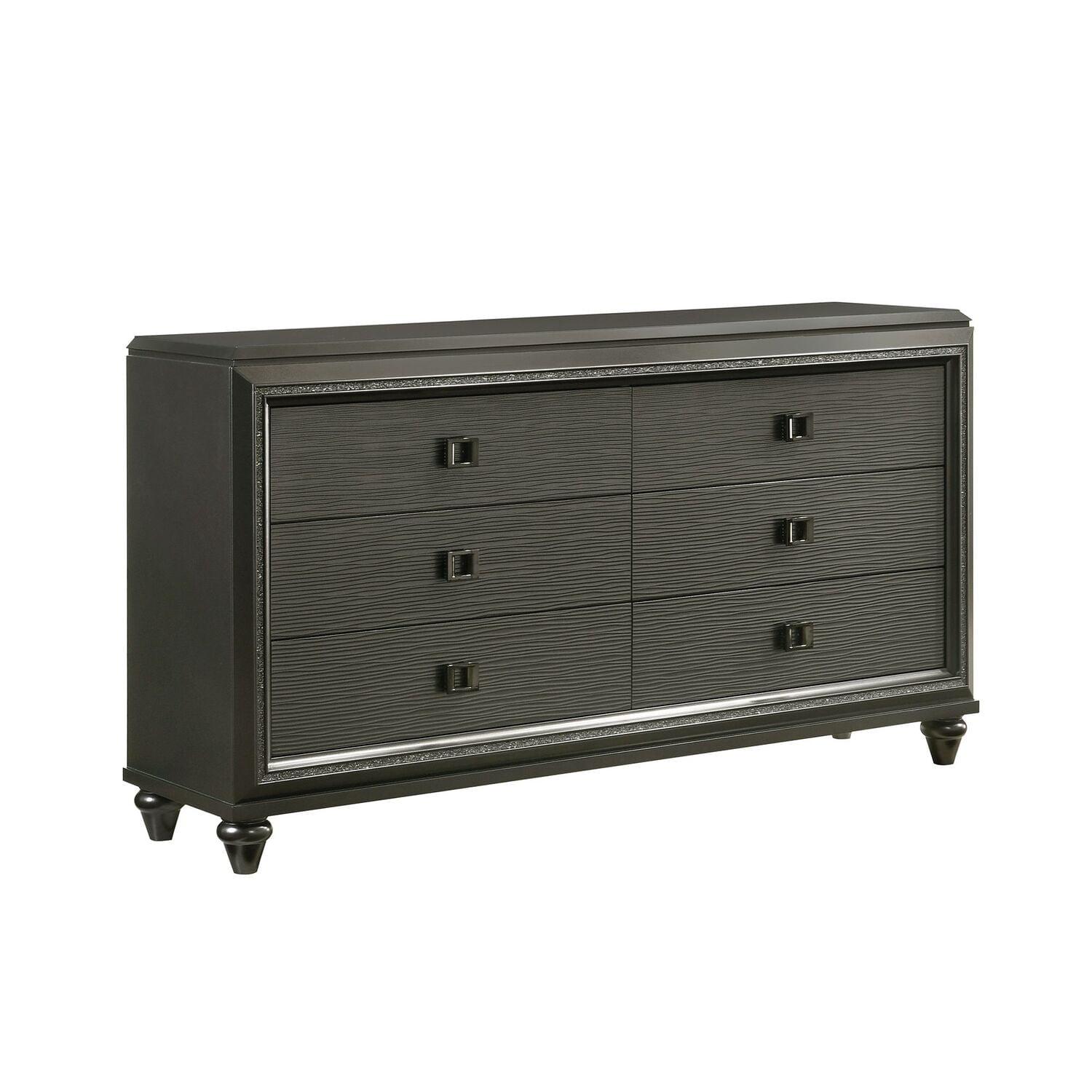 Faris Black Double Dresser with Felt-Lined Drawers