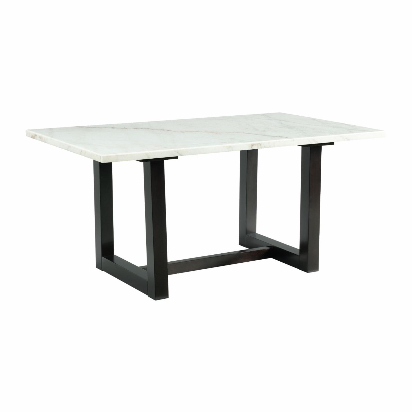 Florentina White Marble and Wood Rectangular Dining Table