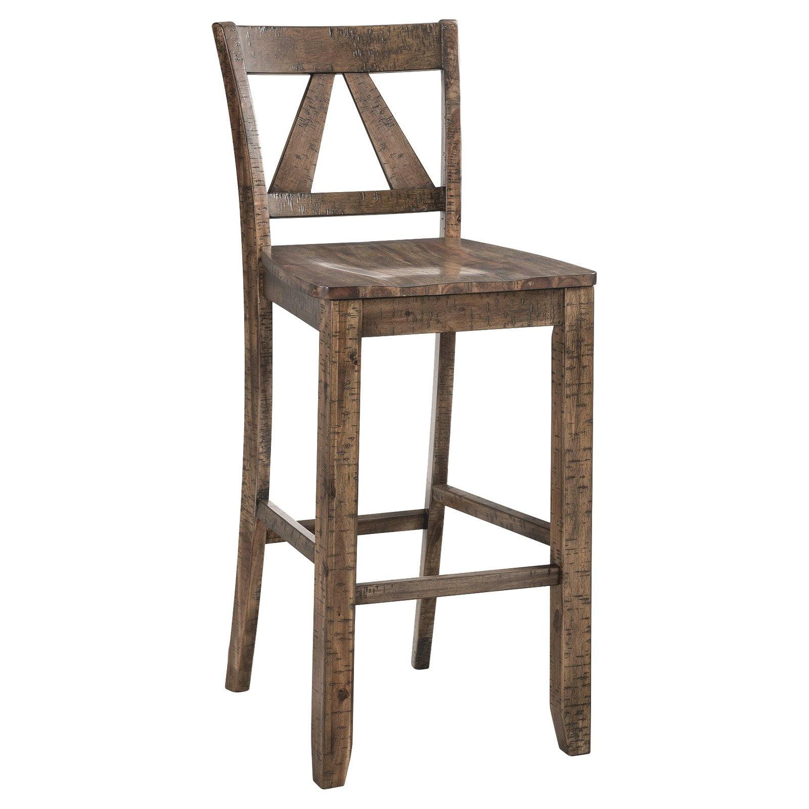 Flynn 30" Dark Walnut Rustic Wood Bar Stool Set