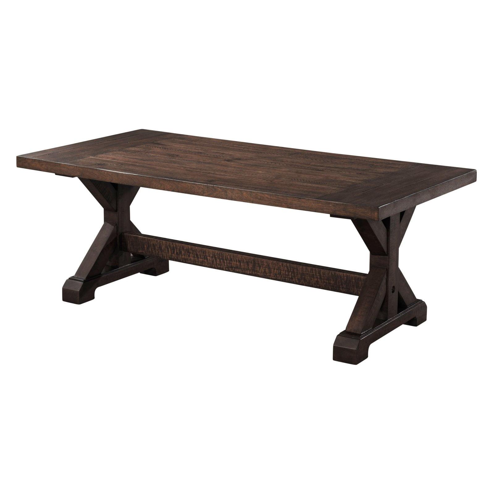 Rustic Trestle Base Rectangular Coffee Table in Walnut