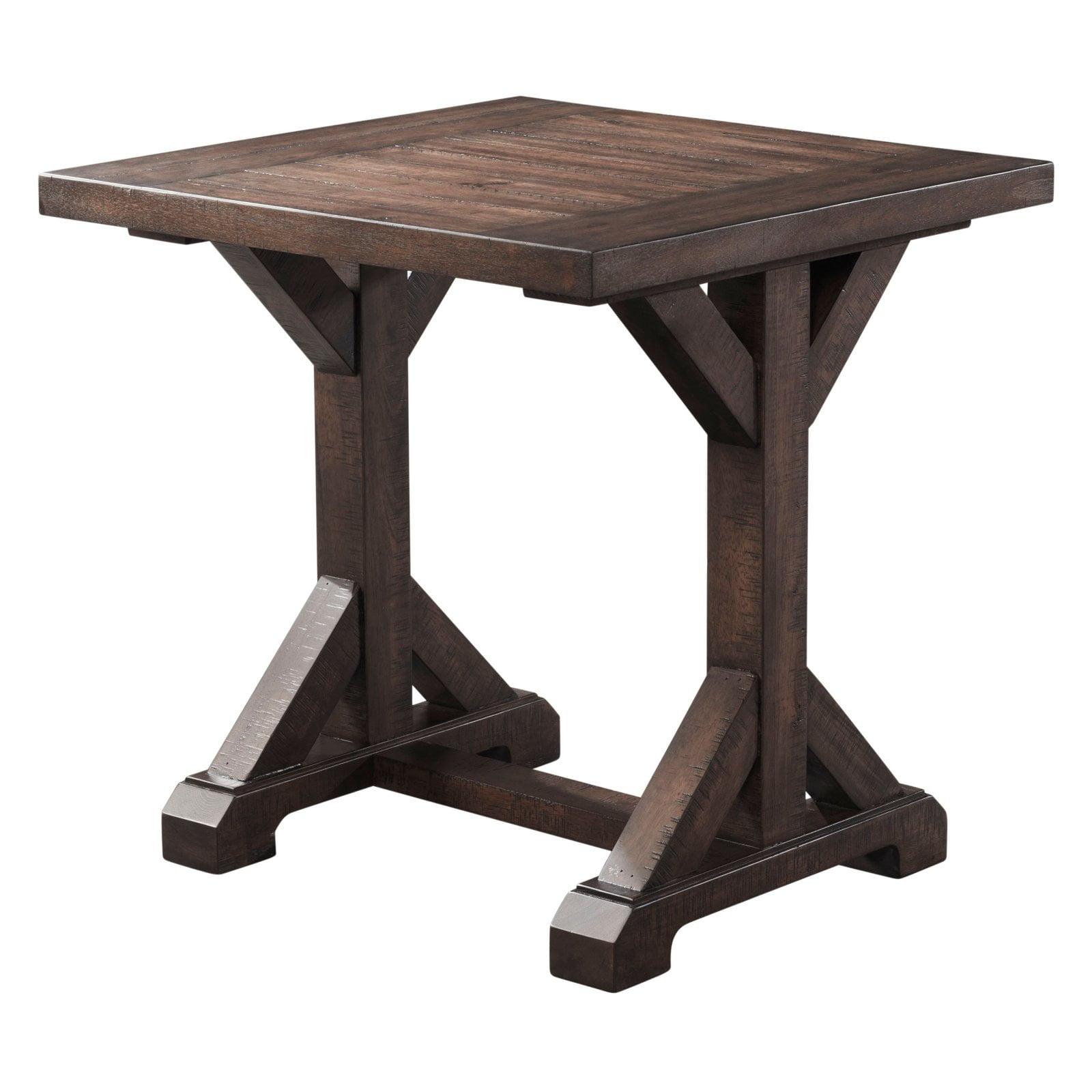 Flynn Rustic Walnut Solid Wood Square End Table