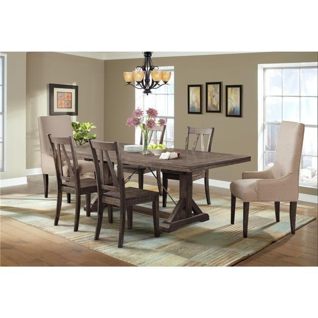 Flynn Extendable Dining Table Walnut Brown - Picket House Furnishings: Rustic Chic, Removable Leaf, Trestle Base