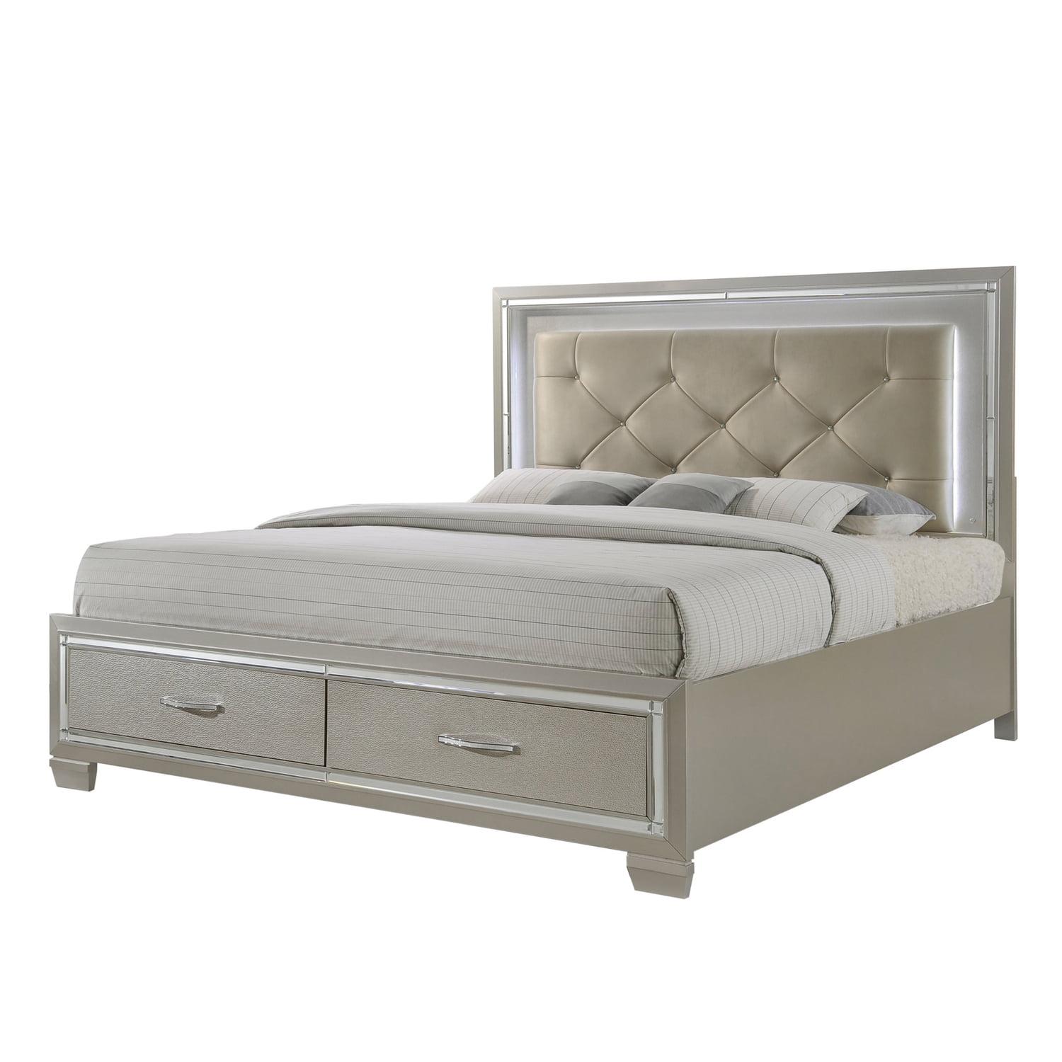 Picket House Furnishings Glamour Queen Storage Bed in Champagne