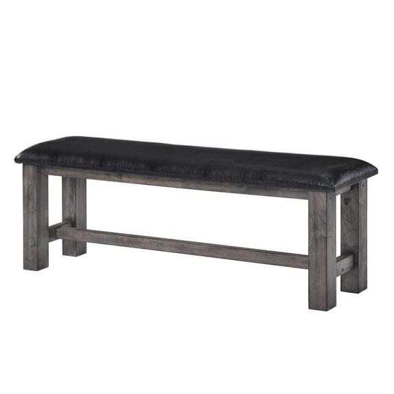 Picket House Furnishings Grayson Bench w. PU Padded SeatGrey Oak