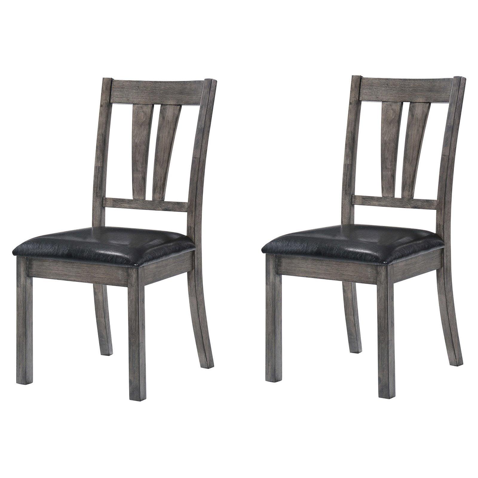 Rustic Grayson High-Back Faux Leather Side Chair in Grey Oak (Set of 2)
