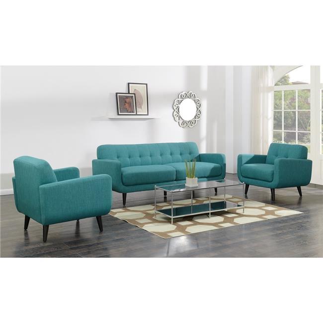 Teal Mid-Century Modern Accent Chair with Tufted Cushions