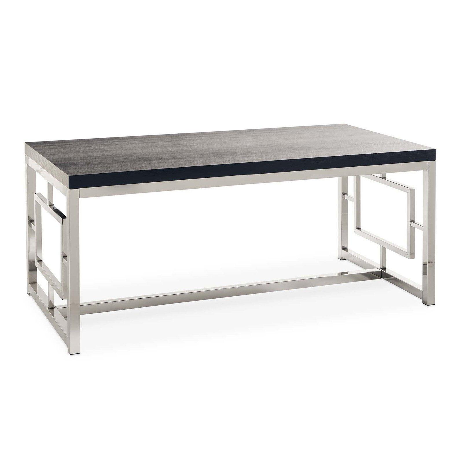 Harper 48'' Brown and Chrome Transitional Rectangular Coffee Table