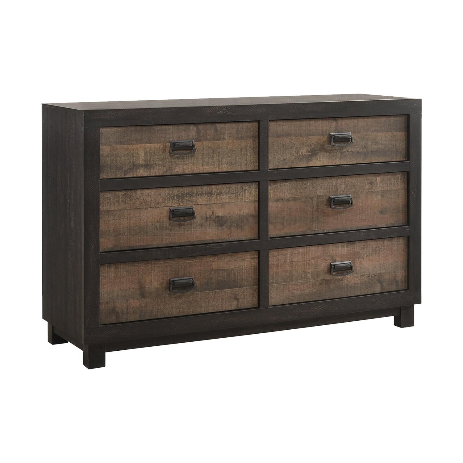 Harrison Dark Wood 6-Drawer Dresser with Felt Lined Drawer