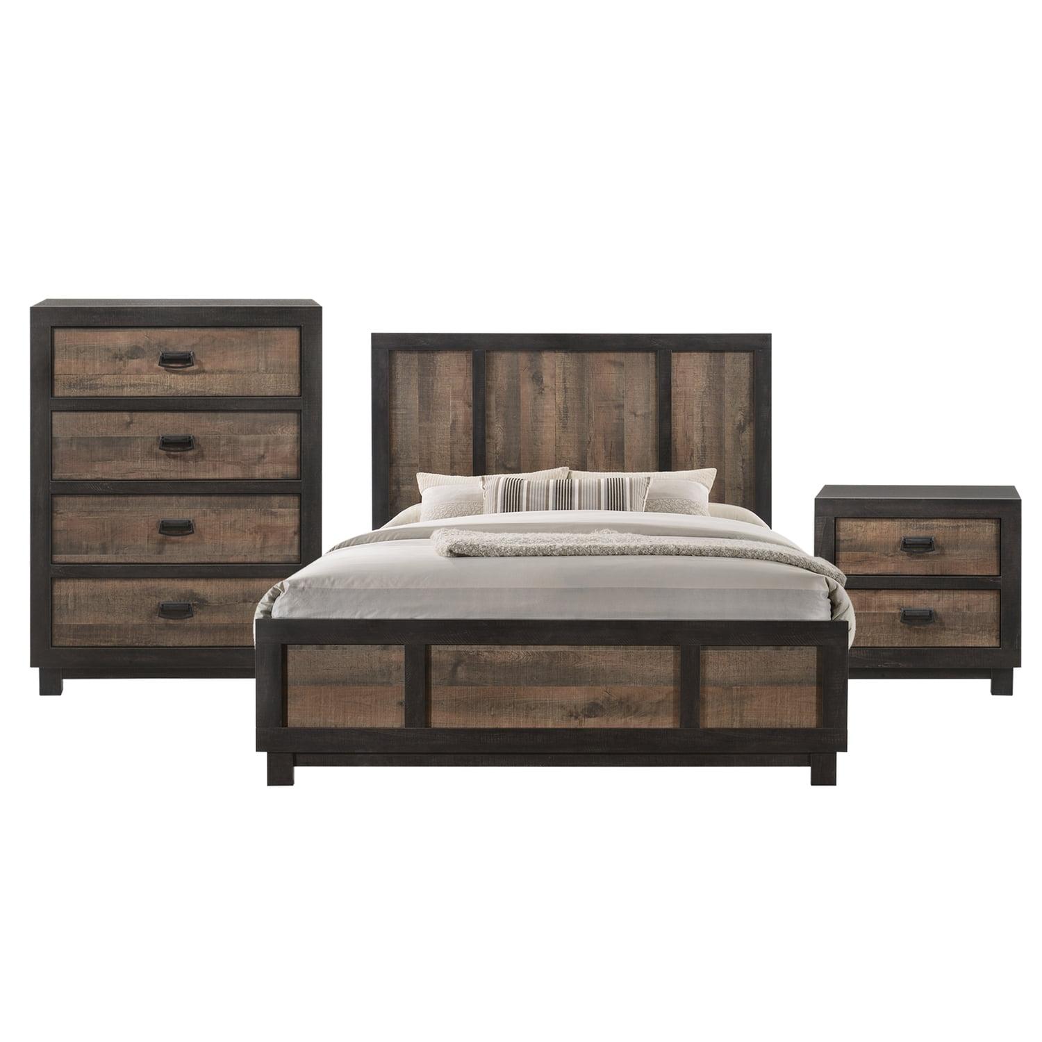 Harrison Full Dark Brown Wood 3PC Bedroom Set