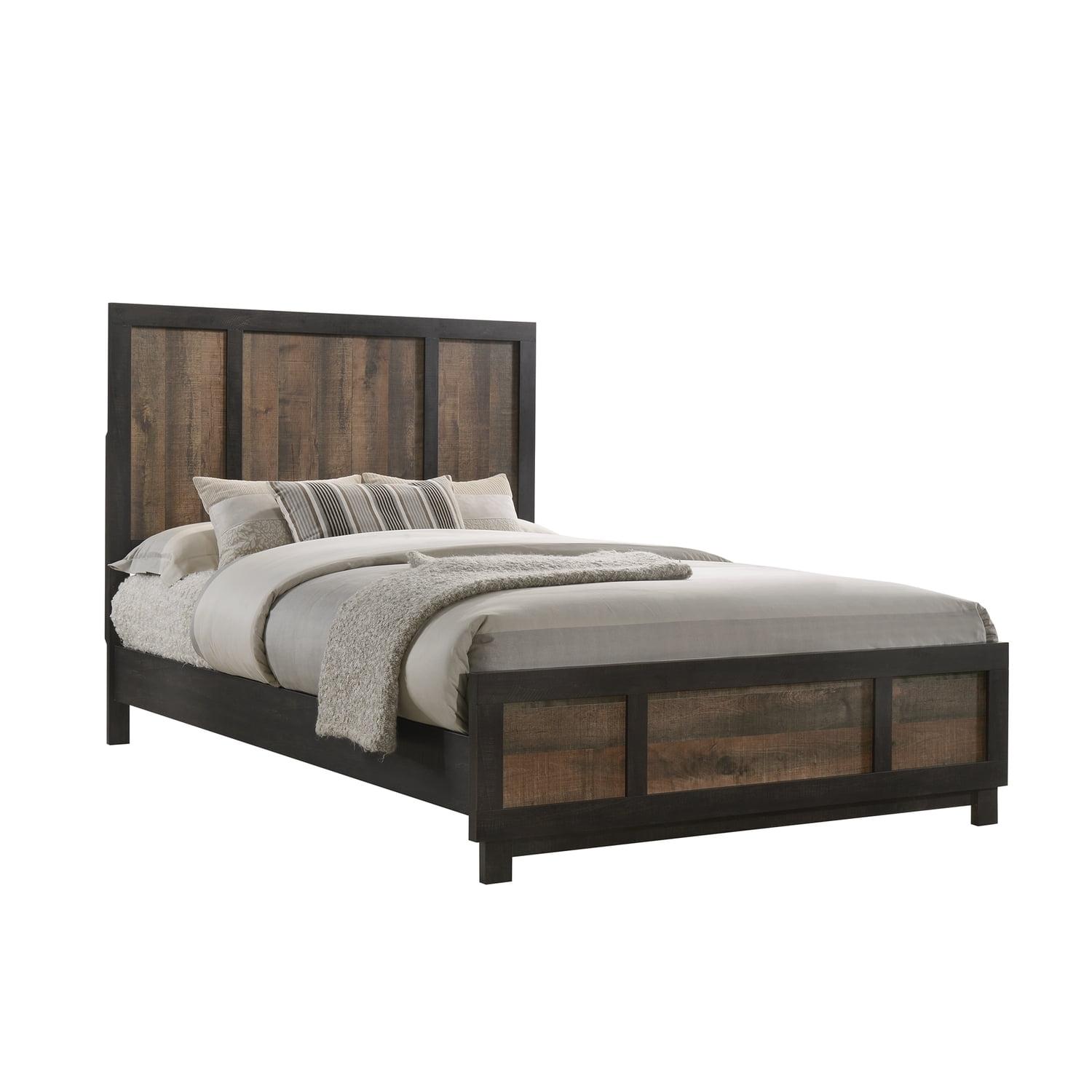 Rustic Captain's Queen Bed with Storage and Upholstered Headboard