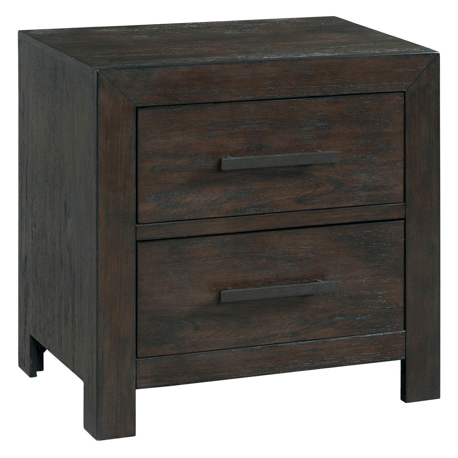 Rustic Walnut 24" 2-Drawer Nightstand with USB Ports