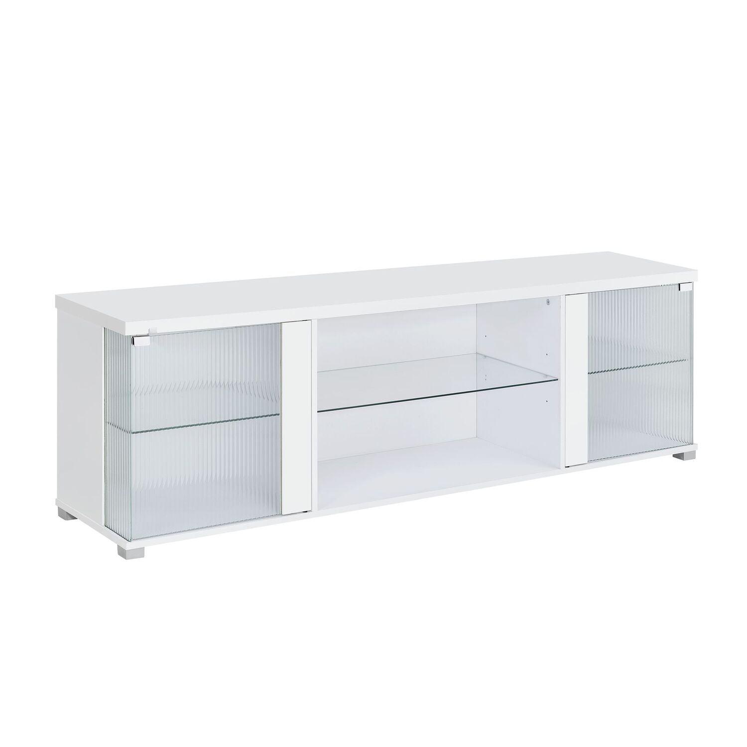 Picket House Furnishings Indira  70" TV Stand with LED in Glossy White