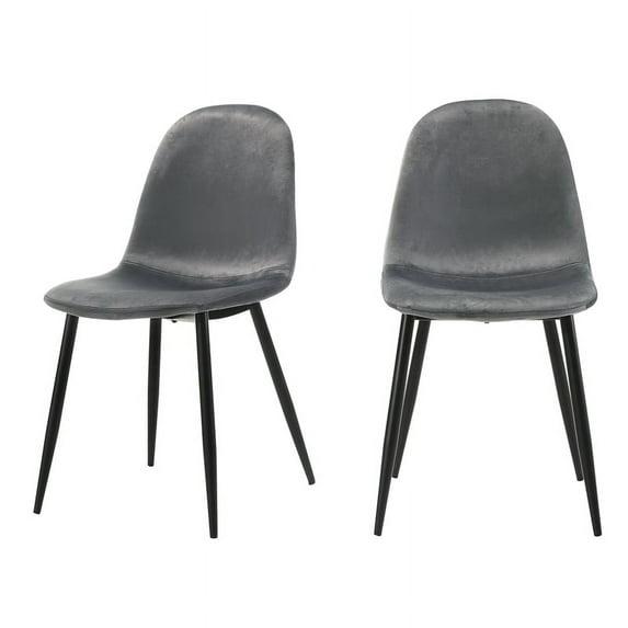 Picket House Furnishings Isla Velvet Side Chair in Dark Grey