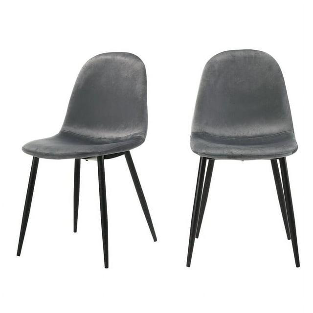 Picket House Furnishings Isla Velvet Side Chair in Dark Grey