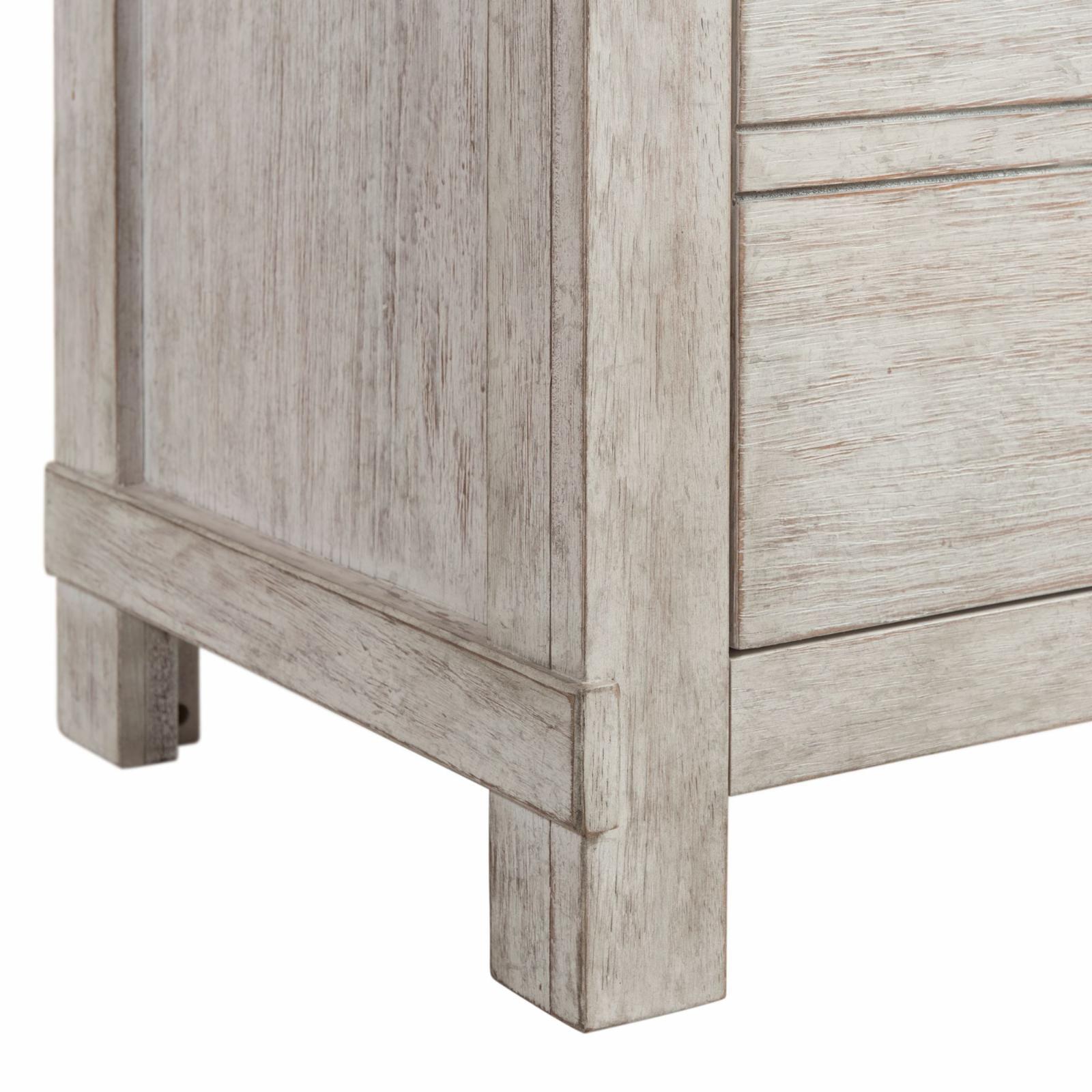 Rustic Off-White 3-Drawer Nightstand with USB Ports