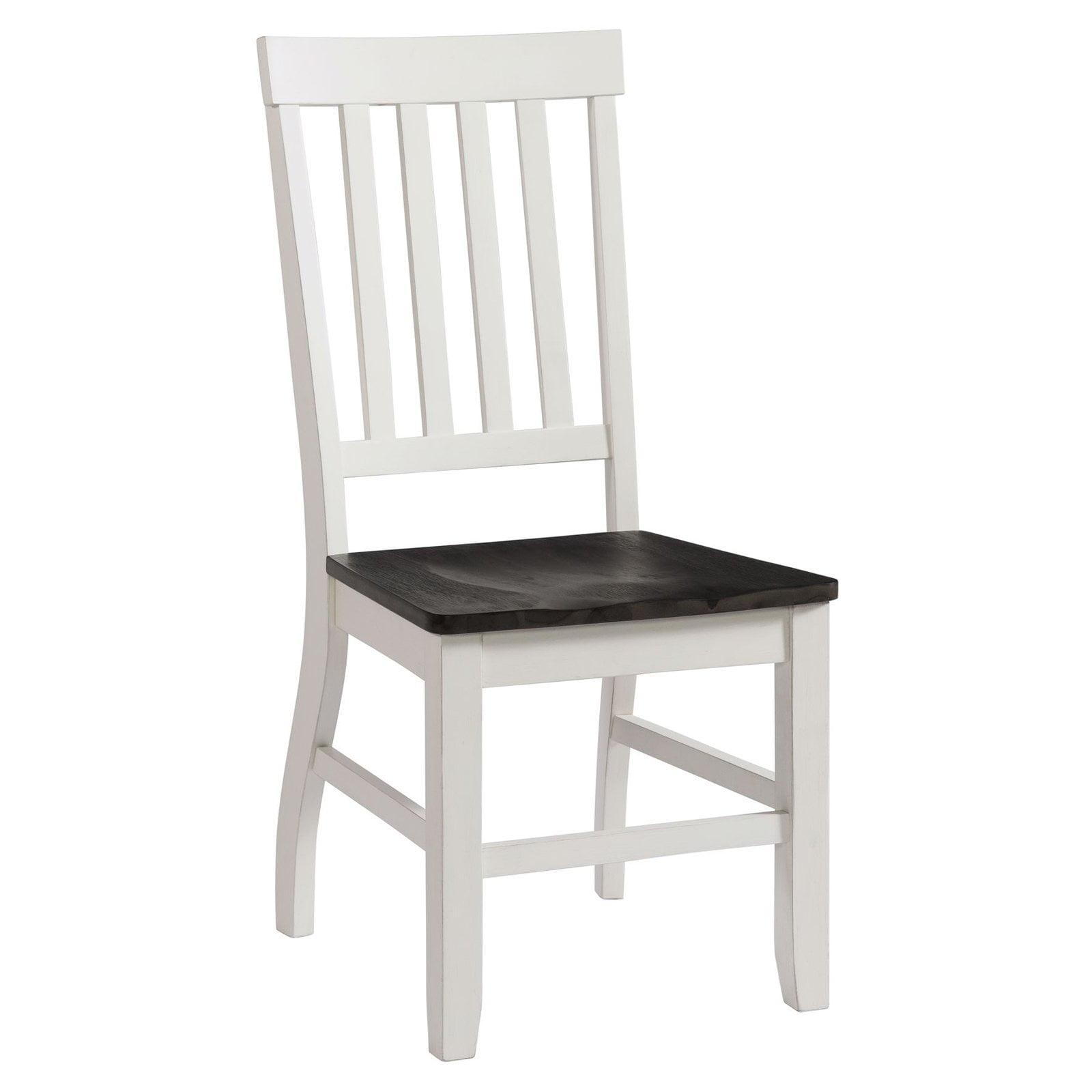 Gray and White Wooden Slat Back Side Chair