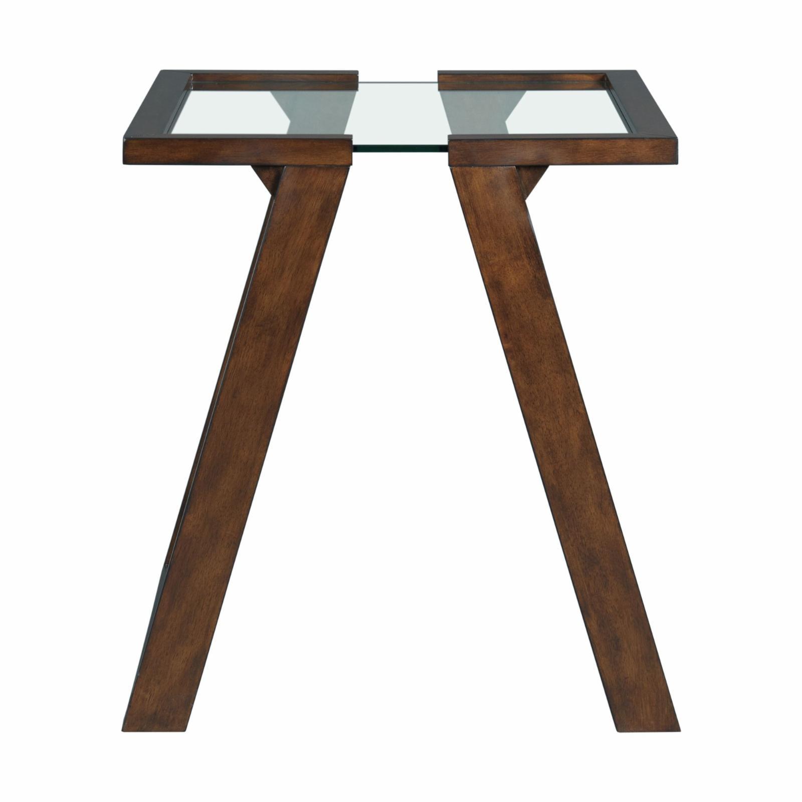 Transitional Dark Espresso Square End Table with Glass Top