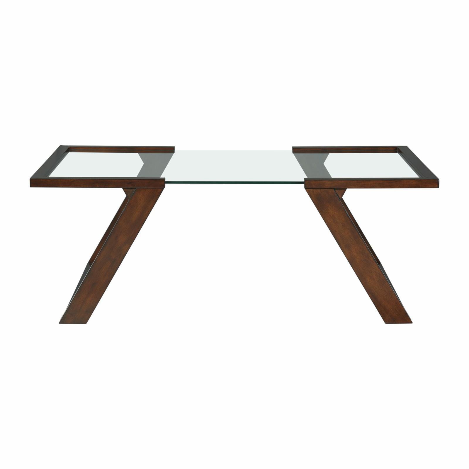 Espresso Dark Brown 50" Wood & Glass Rectangular Coffee Table