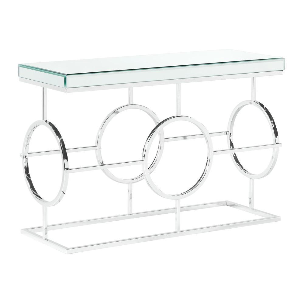 Katie Chrome Finish Rectangular Mirrored Sofa Table, 44"