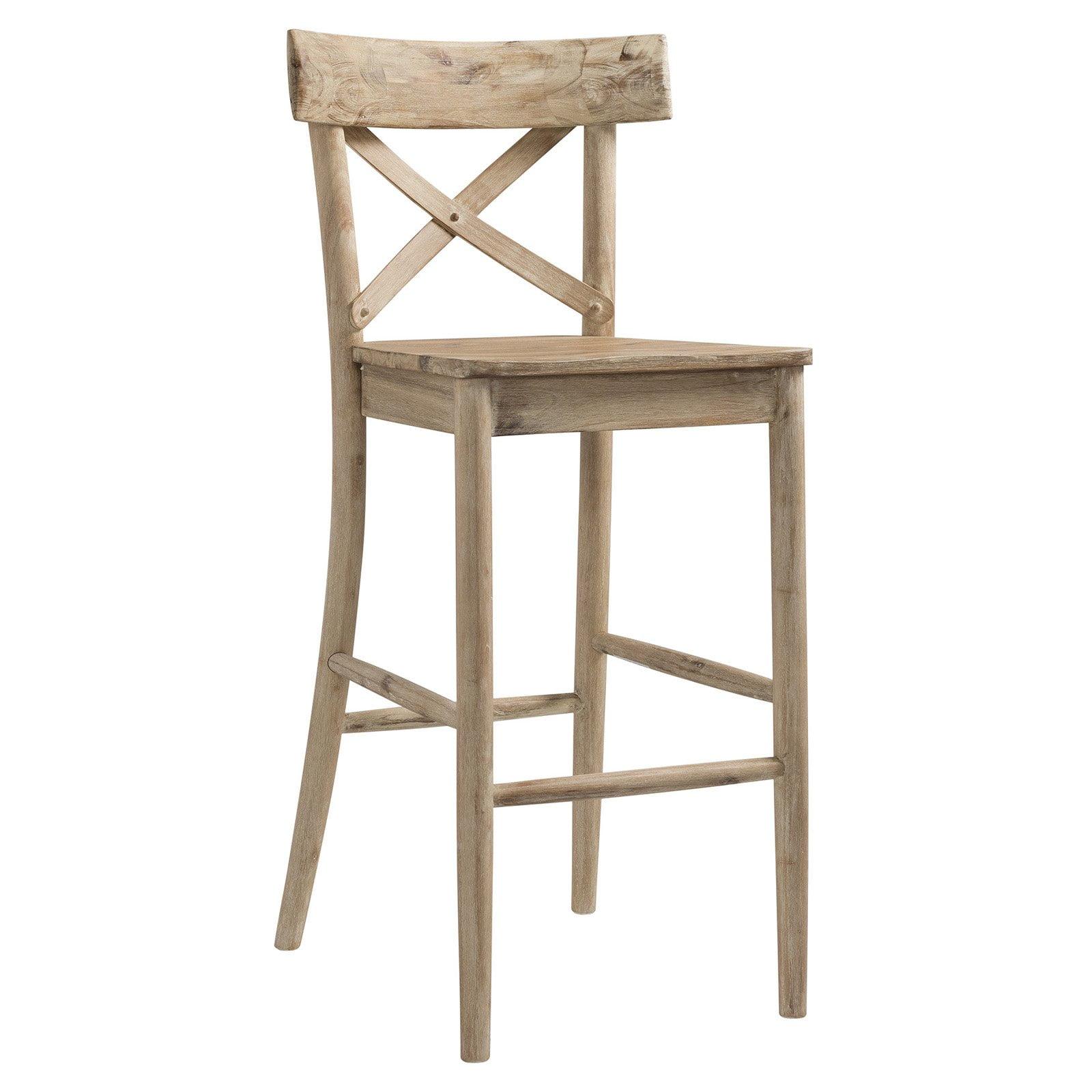 1pc Keaton Barstool Beach - Picket House Furnishings: Rustic Acacia Wood, Fixed Height, Mid-Century Modern Design