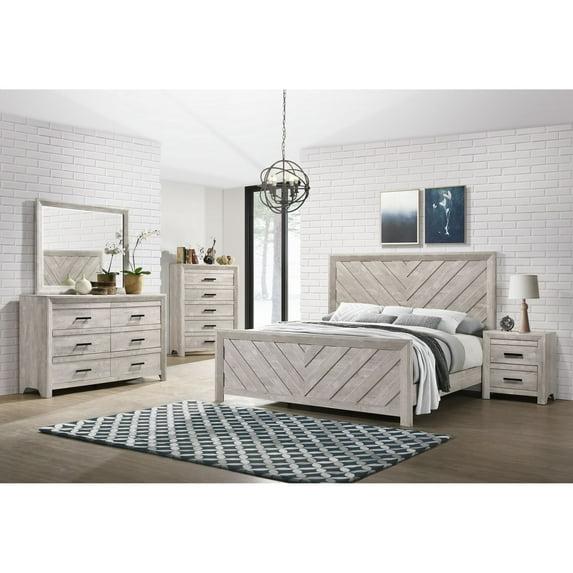 Picket House Furnishings King Keely Panel Bed White: Contemporary Style, MDF Construction, Requires Box Spring