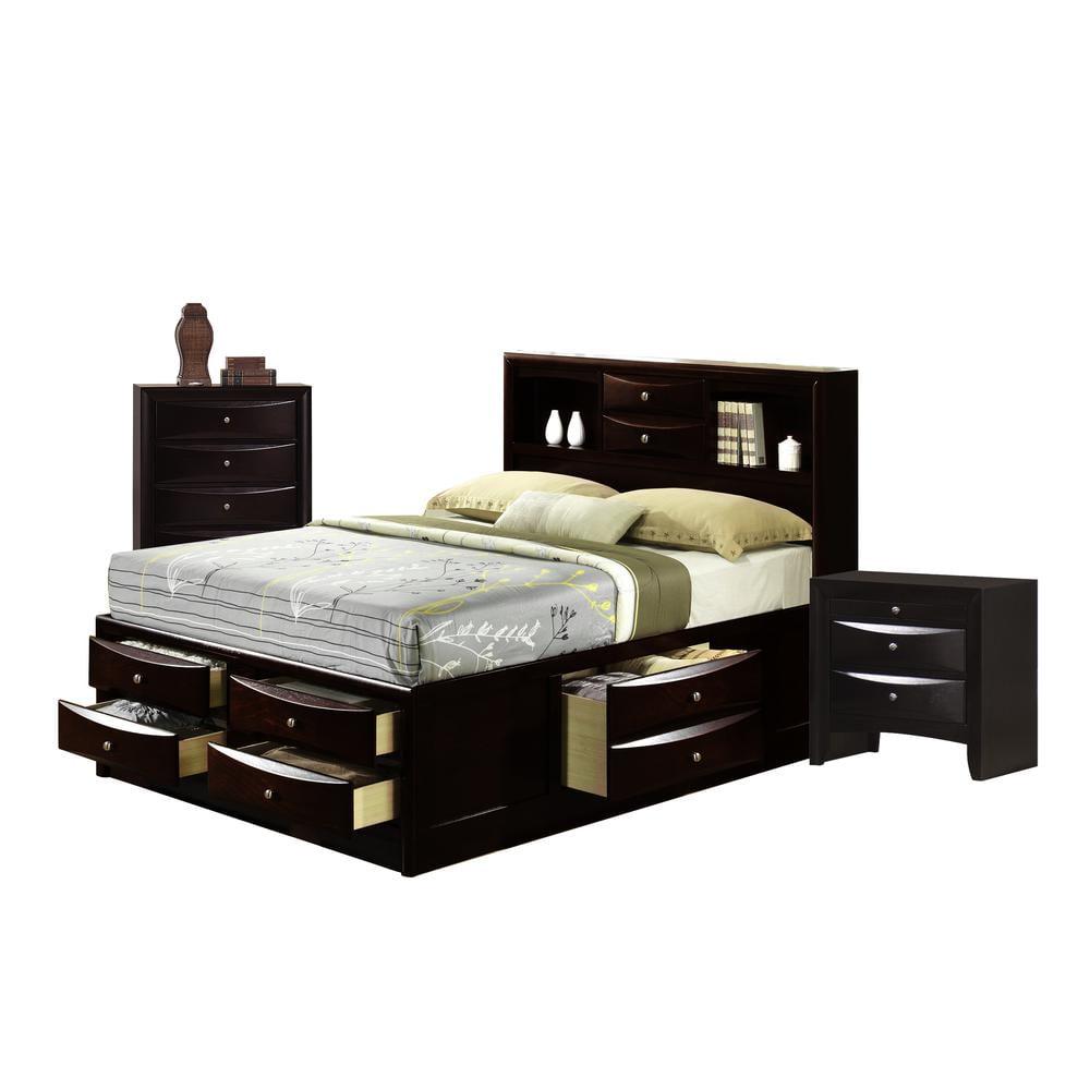 Madison King Espresso Brown Wood Storage Bedroom Set