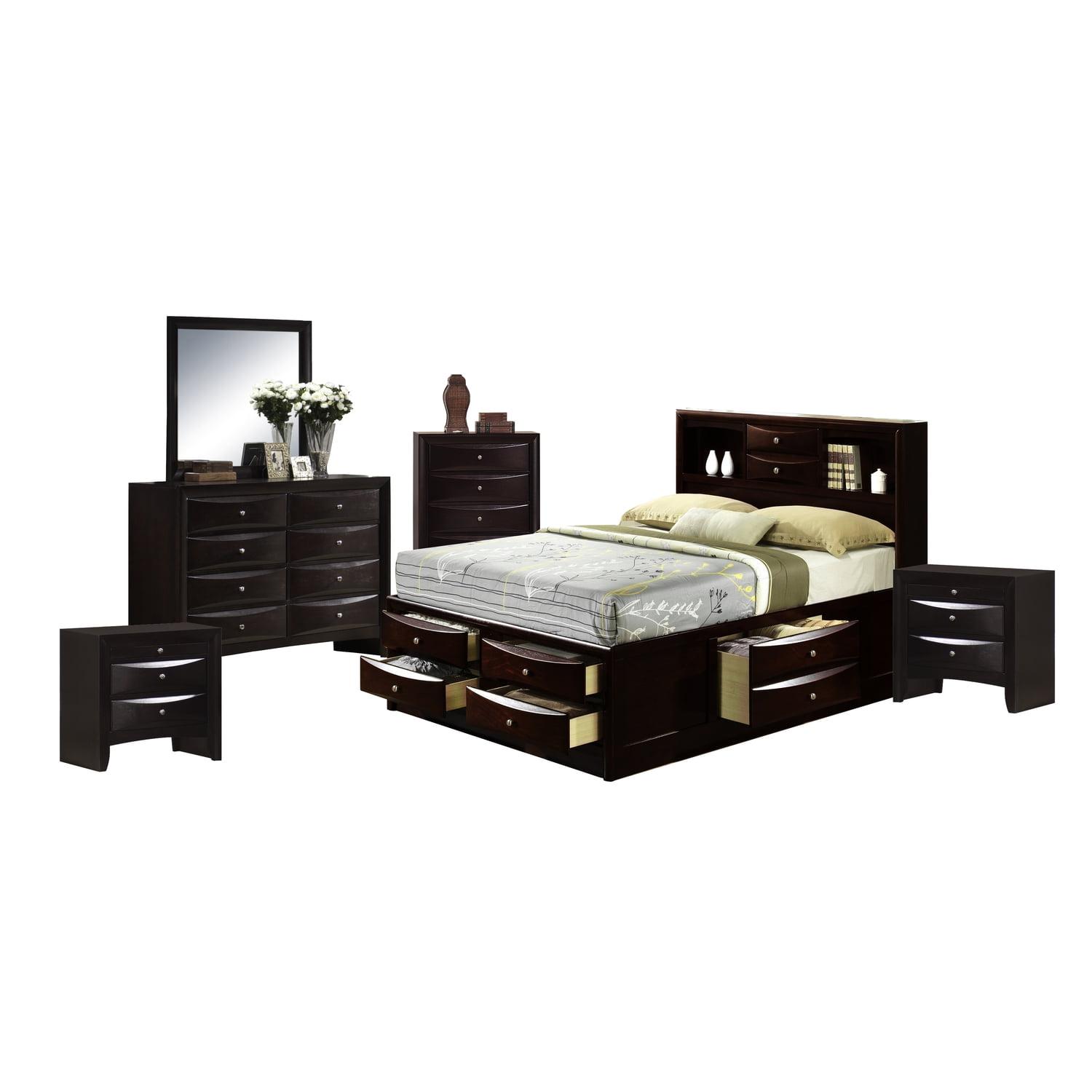 Madison King-Size Mahogany Bedroom Set with Contoured Storage