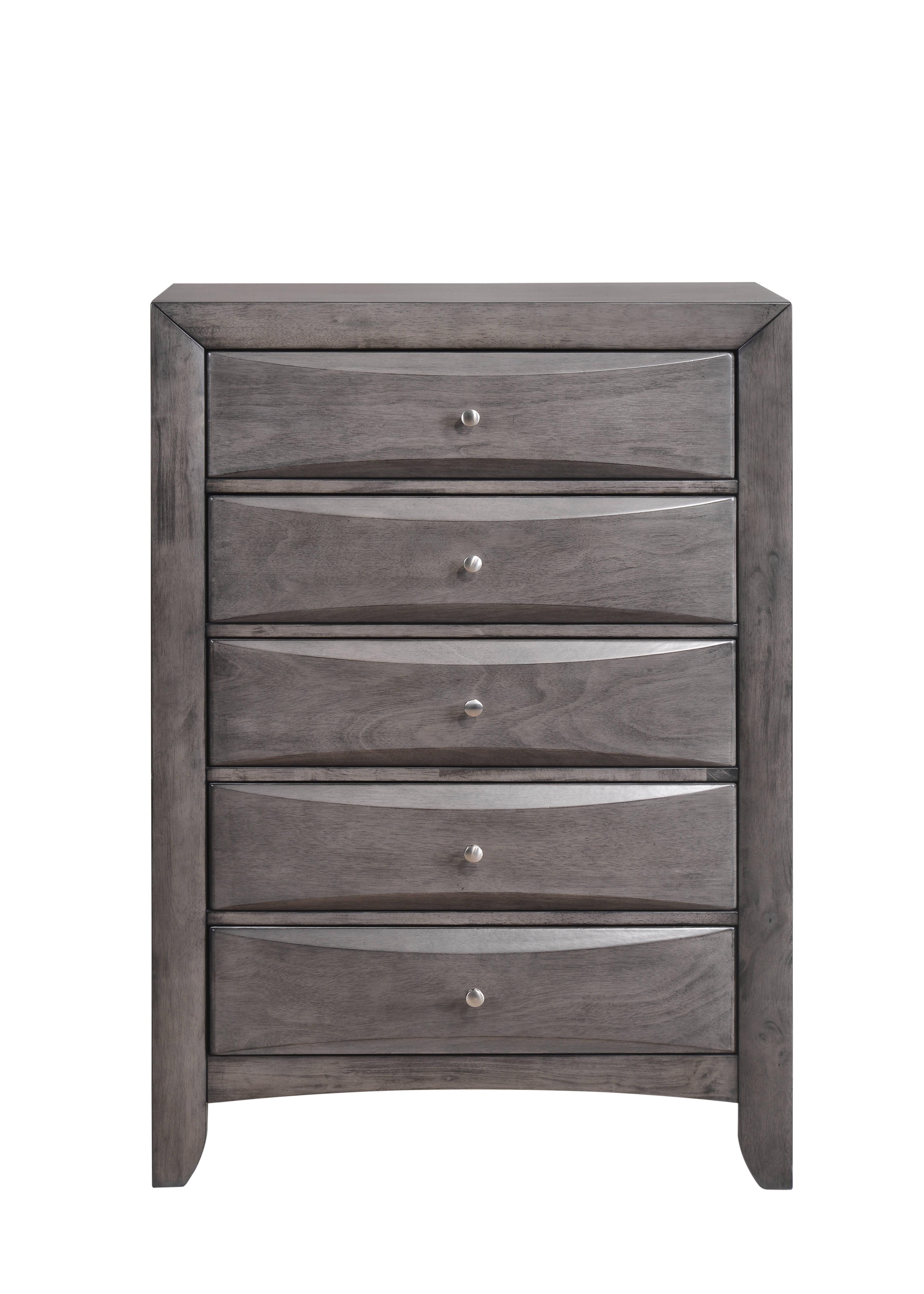 Gray 5-Drawer Vertical Chest with Silver Knobs