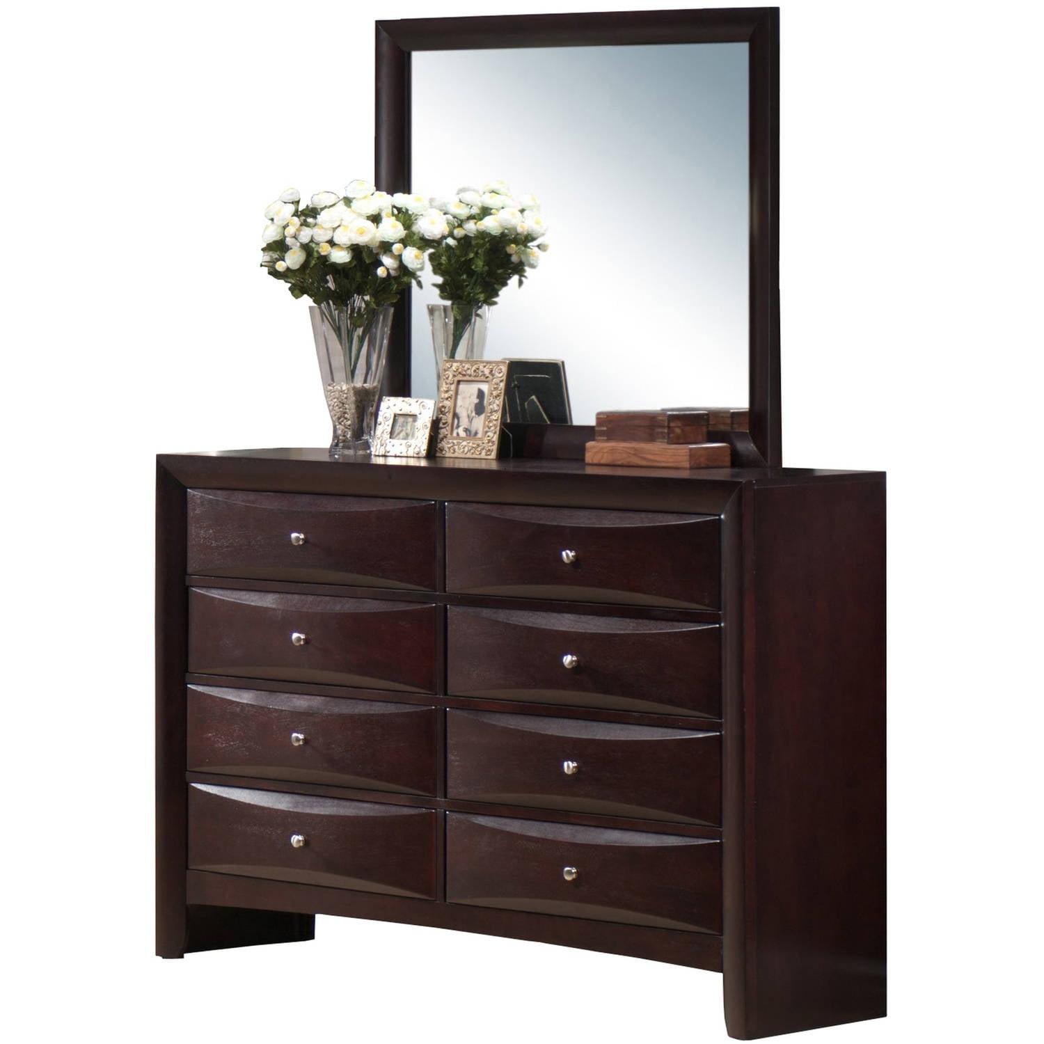 Mahogany 76" Vertical Dresser with Mirror and Dovetail Drawers